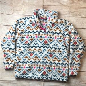 Eddie Bauer Sherpa Fleece Pullover - Dopamine Pattern 💚